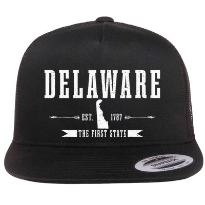 Delaware Est. 1787 The First State Pride State Map Vintage Flatbill Hat