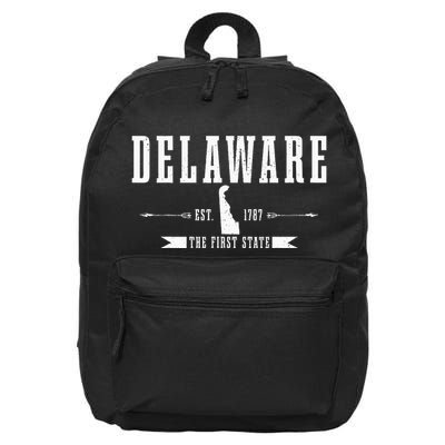 Delaware Est. 1787 The First State Pride State Map Vintage 16 in Basic Backpack