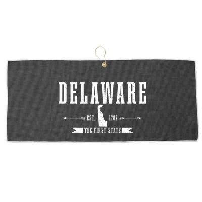 Delaware Est. 1787 The First State Pride State Map Vintage Large Microfiber Waffle Golf Towel