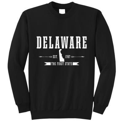 Delaware Est. 1787 The First State Pride State Map Vintage Tall Sweatshirt