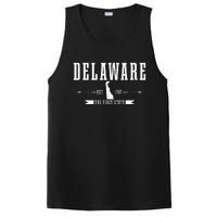 Delaware Est. 1787 The First State Pride State Map Vintage PosiCharge Competitor Tank