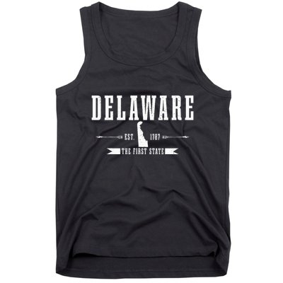 Delaware Est. 1787 The First State Pride State Map Vintage Tank Top