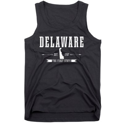 Delaware Est. 1787 The First State Pride State Map Vintage Tank Top