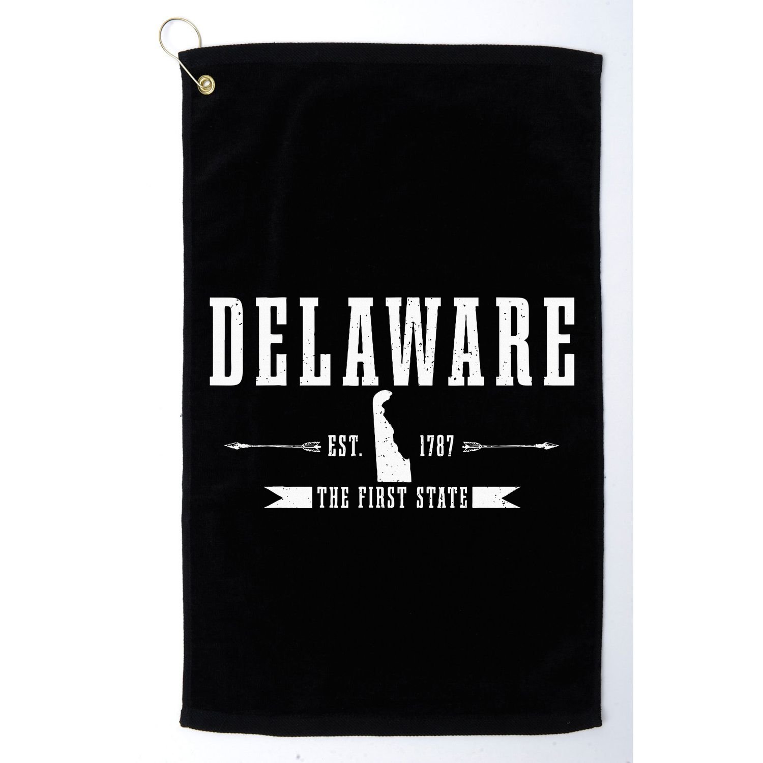 Delaware Est. 1787 The First State Pride State Map Vintage Golf Towel