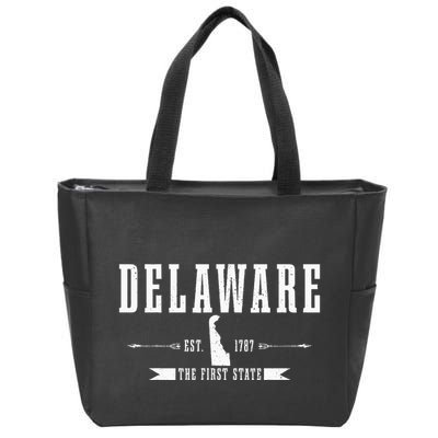 Delaware Est. 1787 The First State Pride State Map Vintage Zip Tote Bag