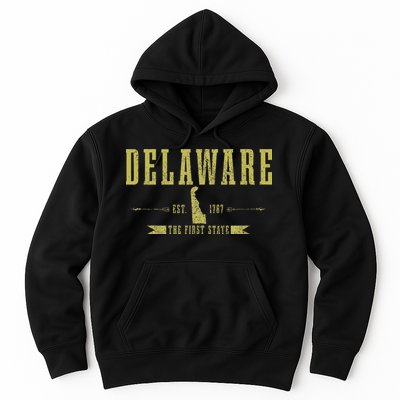 Delaware Est. 1787 The First State Pride State Map Vintage Hoodie