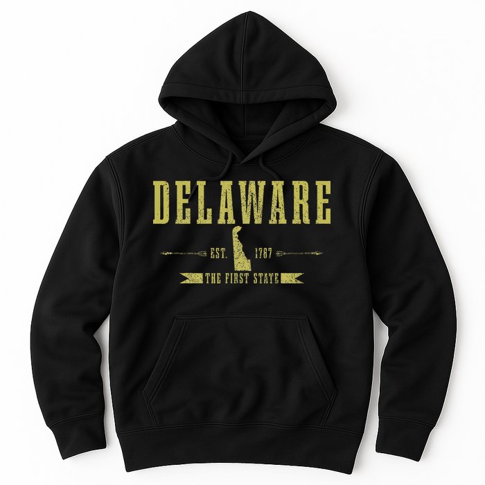 Delaware Est. 1787 The First State Pride State Map Vintage Hoodie