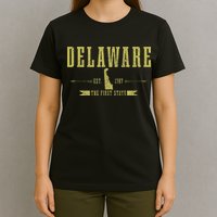 Delaware Est. 1787 The First State Pride State Map Vintage T-Shirt
