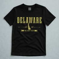 Delaware Est. 1787 The First State Pride State Map Vintage T-Shirt