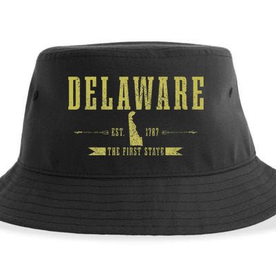 Delaware Est. 1787 The First State Pride State Map Vintage Sustainable Bucket Hat