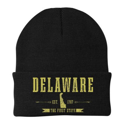 Delaware Est. 1787 The First State Pride State Map Vintage Beanie