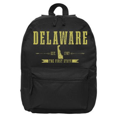 Delaware Est. 1787 The First State Pride State Map Vintage 16 in Basic Backpack