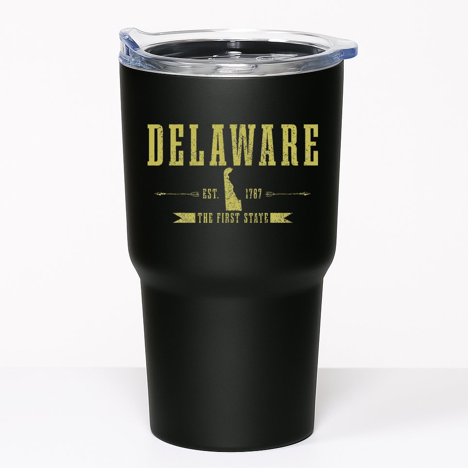 Delaware Est. 1787 The First State Pride State Map Vintage Tumbler