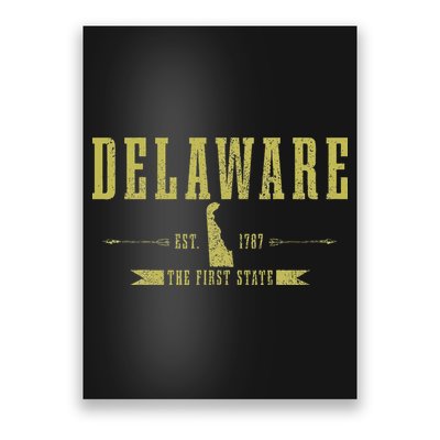 Delaware Est. 1787 The First State Pride State Map Vintage Poster