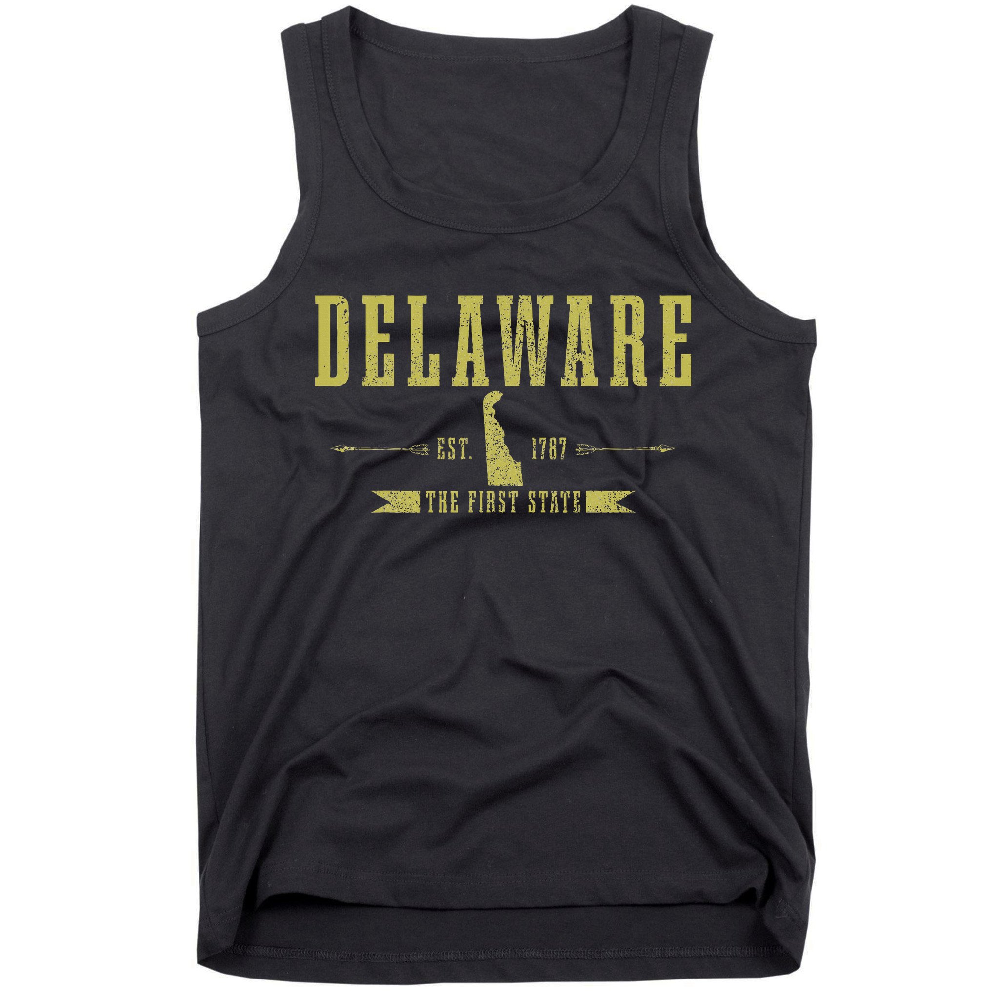 Delaware Est. 1787 The First State Pride State Map Vintage Tank Top