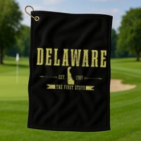 Delaware Est. 1787 The First State Pride State Map Vintage Golf Towel