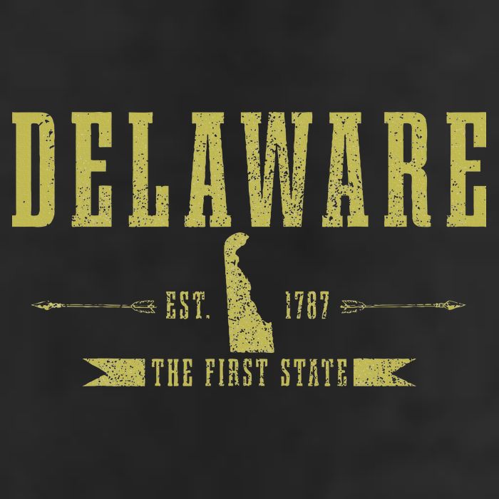 Delaware Est. 1787 The First State Pride State Map Vintage Golf Towel