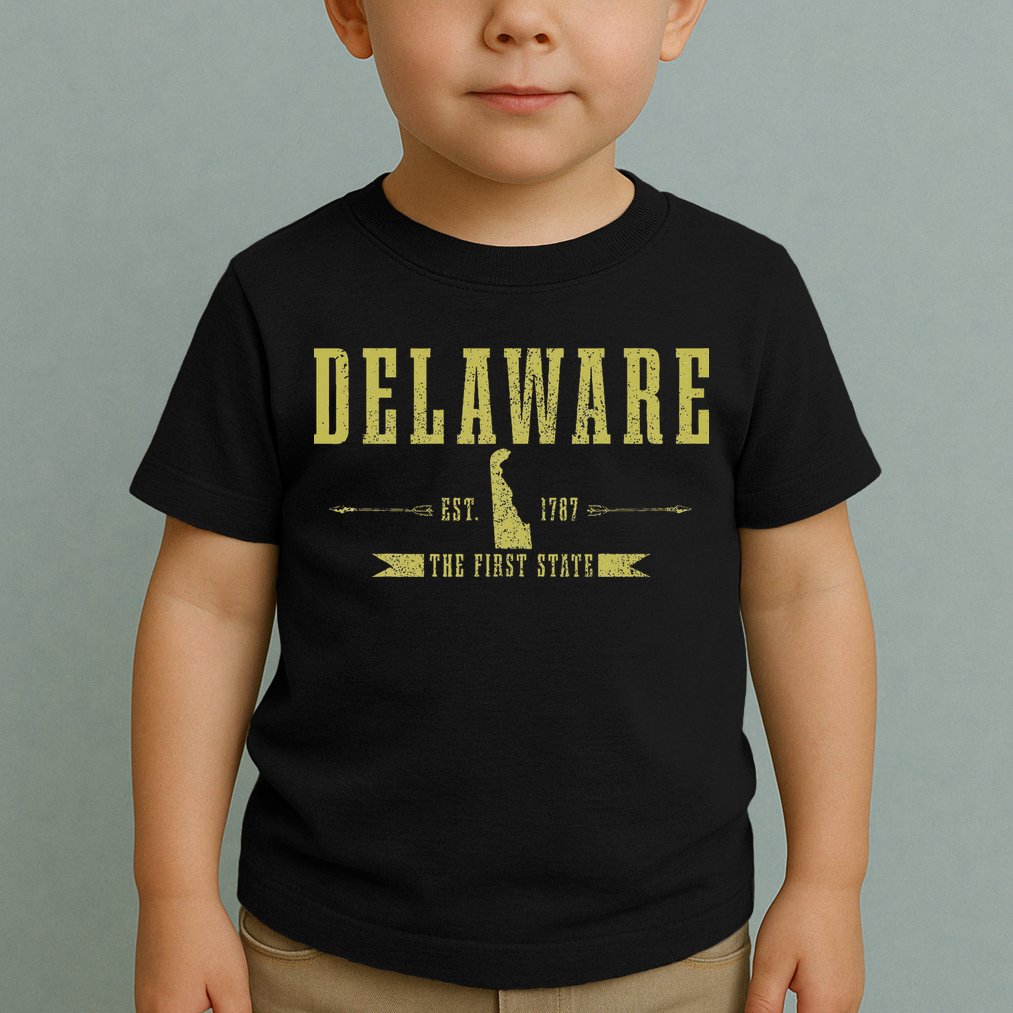Delaware Est. 1787 The First State Pride State Map Vintage Toddler T-Shirt