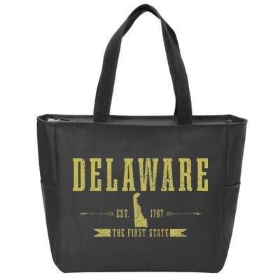 Delaware Est. 1787 The First State Pride State Map Vintage Zip Tote Bag