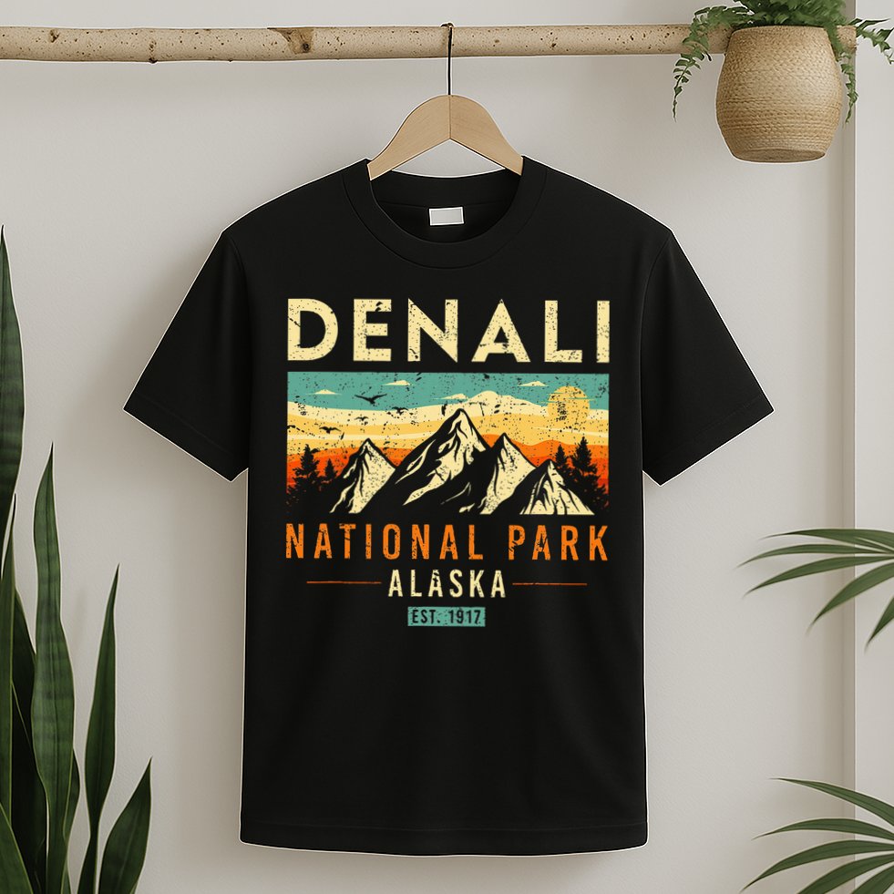 Denali Est. 1917 Vintage Retro Alaska National Park T-Shirt