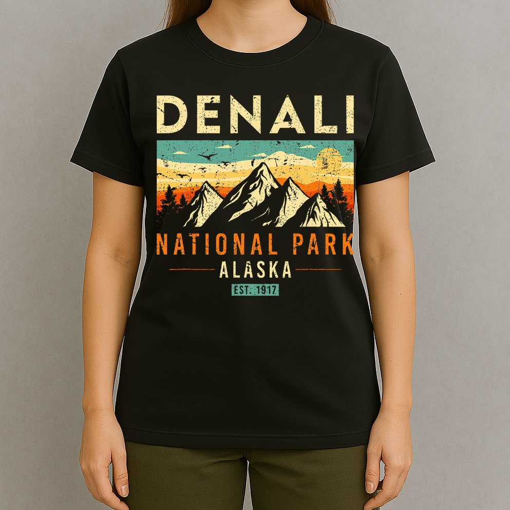 Denali Est. 1917 Vintage Retro Alaska National Park T-Shirt