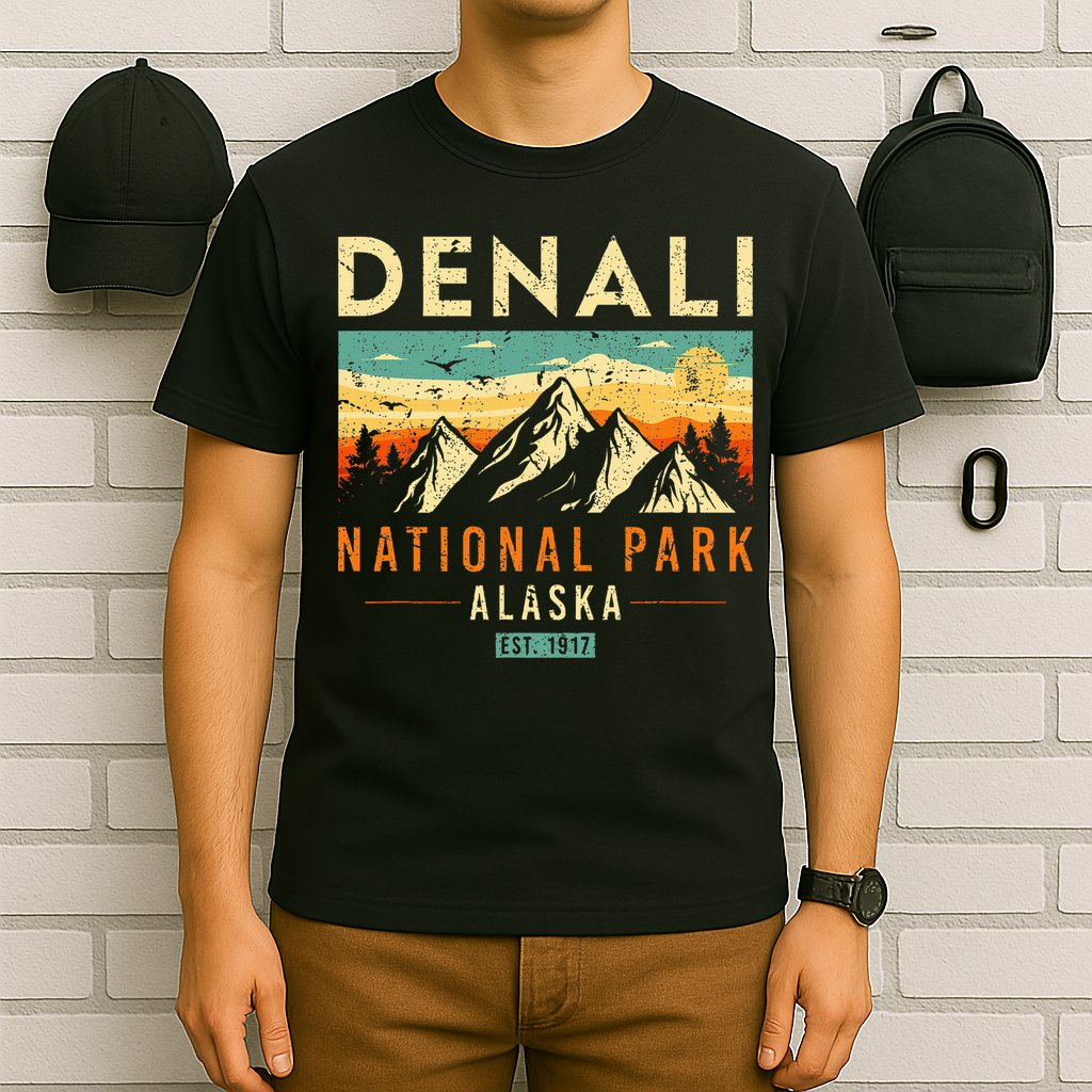 Denali Est. 1917 Vintage Retro Alaska National Park T-Shirt