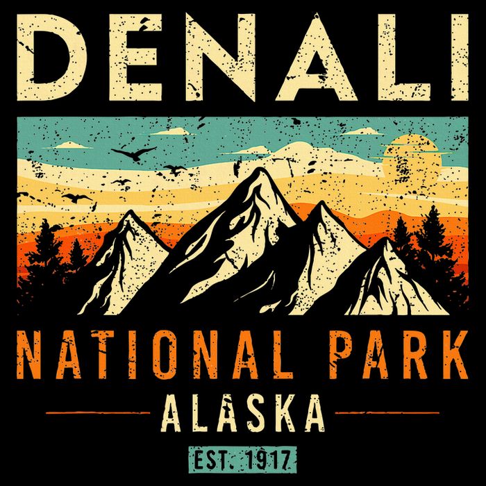 Denali Est. 1917 Vintage Retro Alaska National Park Tall T-Shirt