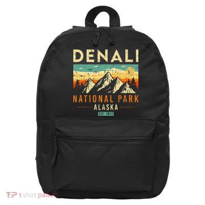 Denali Est. 1917 Vintage Retro Alaska National Park 16 in Basic Backpack