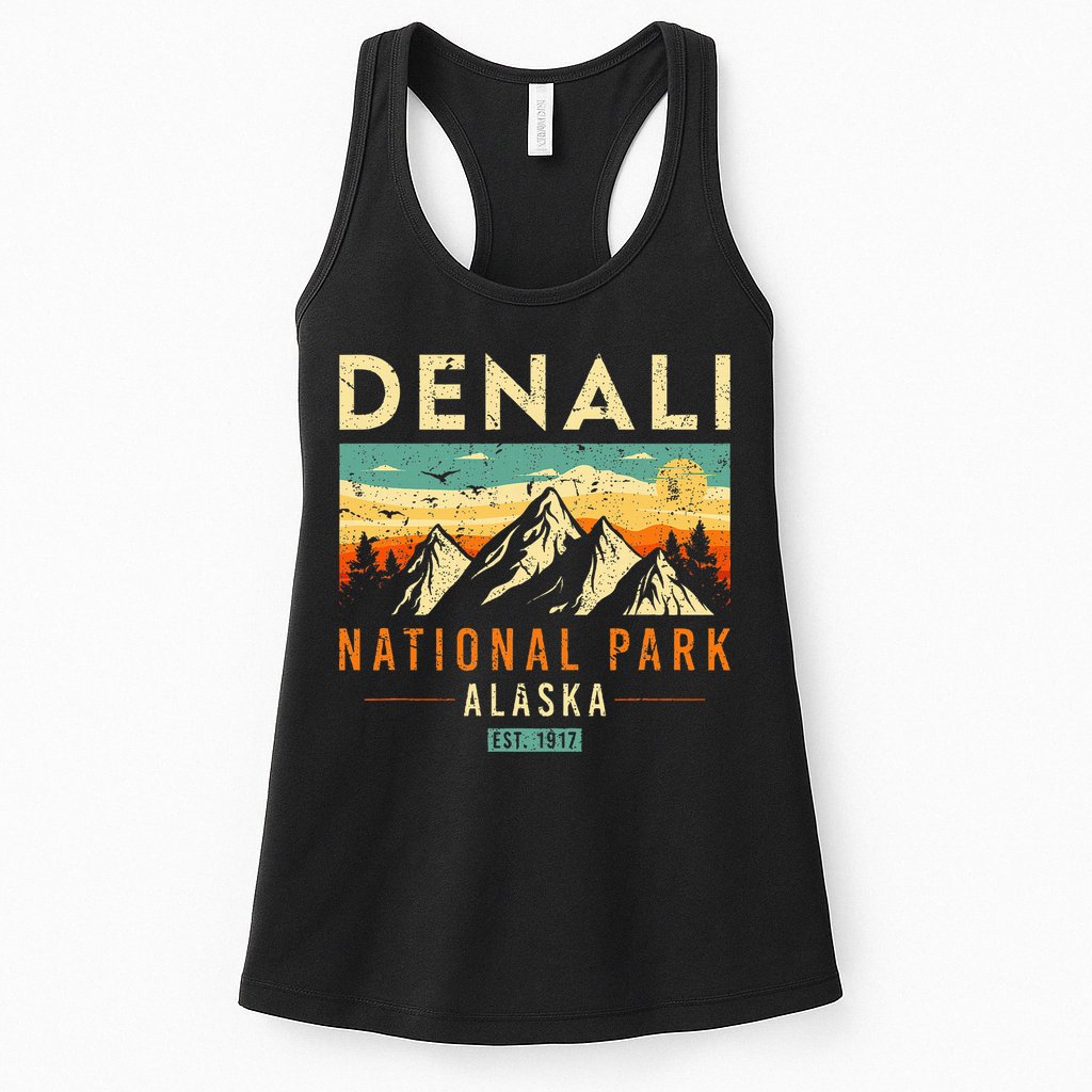 Denali Est. 1917 Vintage Retro Alaska National Park Womens Tank Top