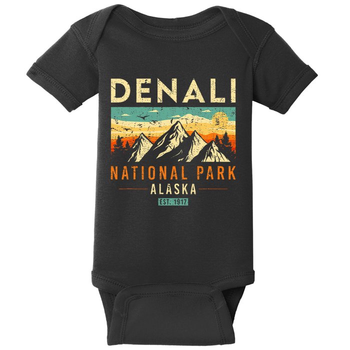 Denali Est. 1917 Vintage Retro Alaska National Park Baby Bodysuit