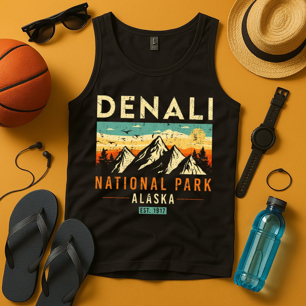 Denali Est. 1917 Vintage Retro Alaska National Park Tank Top