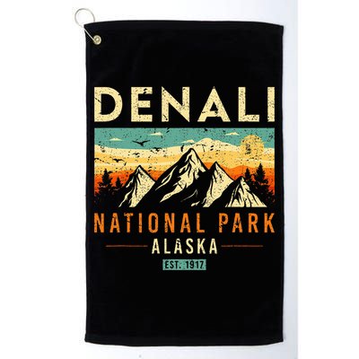 Denali Est. 1917 Vintage Retro Alaska National Park Golf Towel