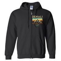 Denali Est. 1917 Vintage Retro Alaska National Park Full Zip Hoodie