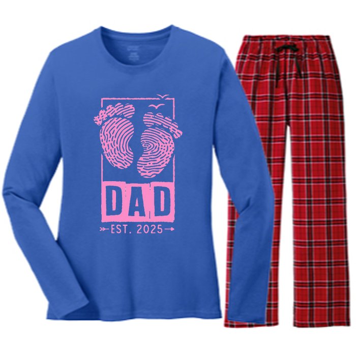 Dad Est 2025 Girl Women's Long Sleeve Flannel Pajama Set 