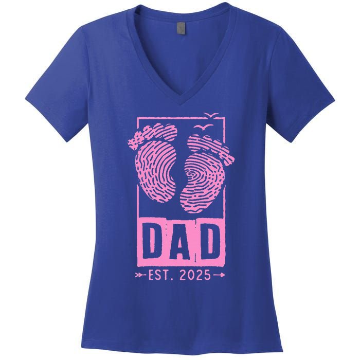 Dad Est 2025 Girl Women's V-Neck T-Shirt