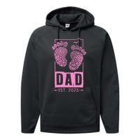 Dad Est 2025 Girl Logo Dad To Be Gifts For 1st Time Dad Performance Fleece Hoodie