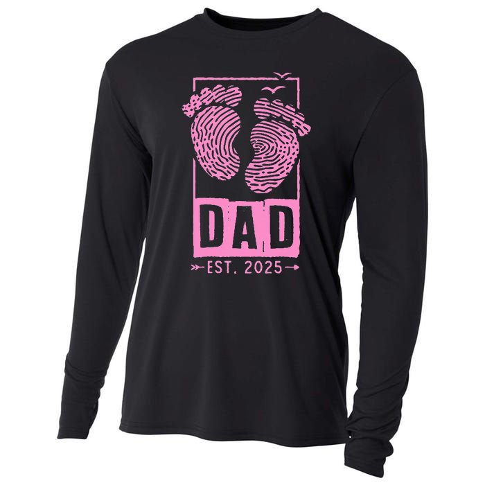 Dad Est 2025 Girl Logo Dad To Be Gifts For 1st Time Dad Cooling Performance Long Sleeve Crew