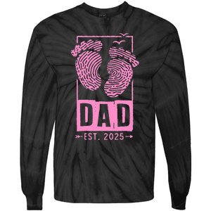 Dad Est 2025 Girl Logo Dad To Be Gifts For 1st Time Dad Tie-Dye Long Sleeve Shirt