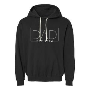 Dad Est 2024 New Dad Gift for Dad Anniversary Garment-Dyed Fleece Hoodie