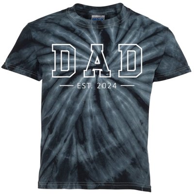 Dad Est 2024 Promoted To Dad 2024 Pregnancy Announcement Dad Kids Tie-Dye T-Shirt