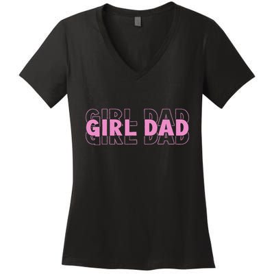 Dad Est 2025 Dad Loading New Dad Of Retro Dad Women's V-Neck T-Shirt