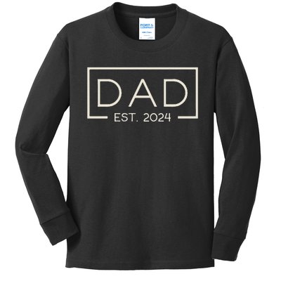 Dad Est. 2024 Logo Dad 2024 Loading New Dad 2024 Kids Long Sleeve Shirt