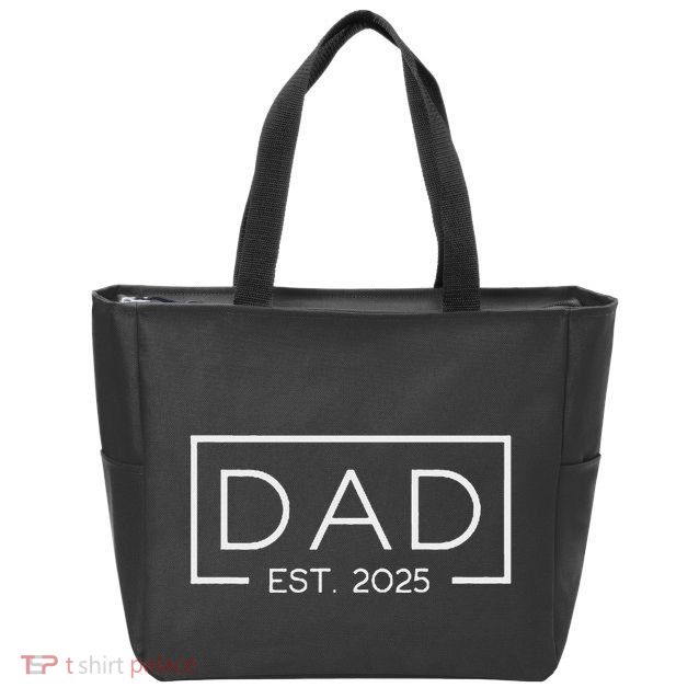 Dad Est. 2025 Logo Father 2025 Loading New Dad 2025 Zip Tote Bag
