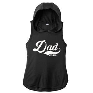 Dad Est. 2024 Ladies PosiCharge Tri-Blend Wicking Draft Hoodie Tank