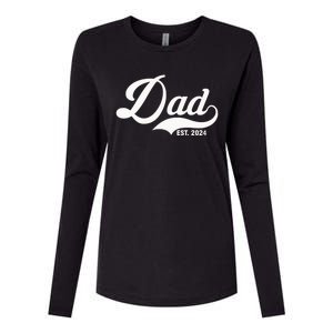 Dad Est. 2024 Womens Cotton Relaxed Long Sleeve T-Shirt