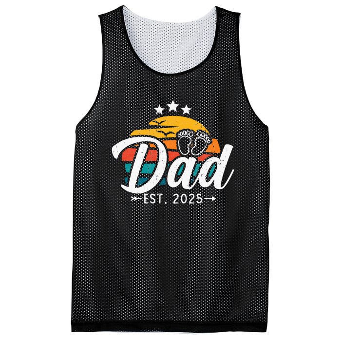 Dad Est 2025 Retro Vintage Dad To Be Gifts For 1st Time Dad Mesh Reversible Basketball Jersey Tank