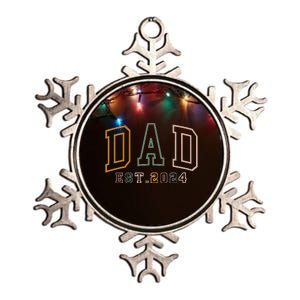 Dad Est 2024 New Dad Gift For Dad Anniversary Metallic Star Ornament