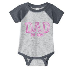 Dad Est. 2024 Father Expect Baby Pregnancy Announcement Pink Infant Baby Jersey Bodysuit