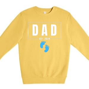 Dad Est. 2024 Fathers Day Expecting Baby Funny New Dad Baby Boy Premium Crewneck Sweatshirt