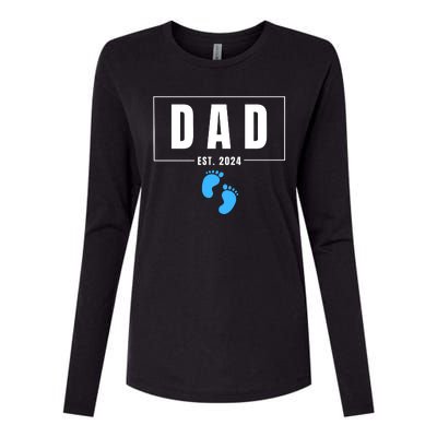 Dad Est. 2024 Fathers Day Expecting Baby Funny New Dad Baby Boy Womens Cotton Relaxed Long Sleeve T-Shirt